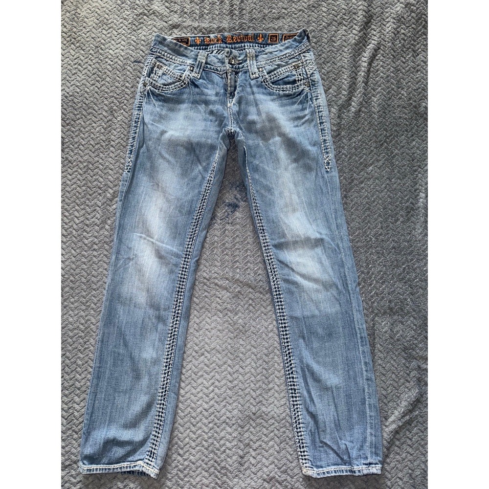 Rock Revival Jeans Womens Blue Scarlett Easy Crop Wash Denim Size 26